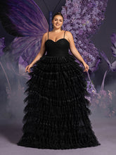 Plus Gorgeous Lace Up Back Cascading Ruffle Hem Slip Wedding Dress